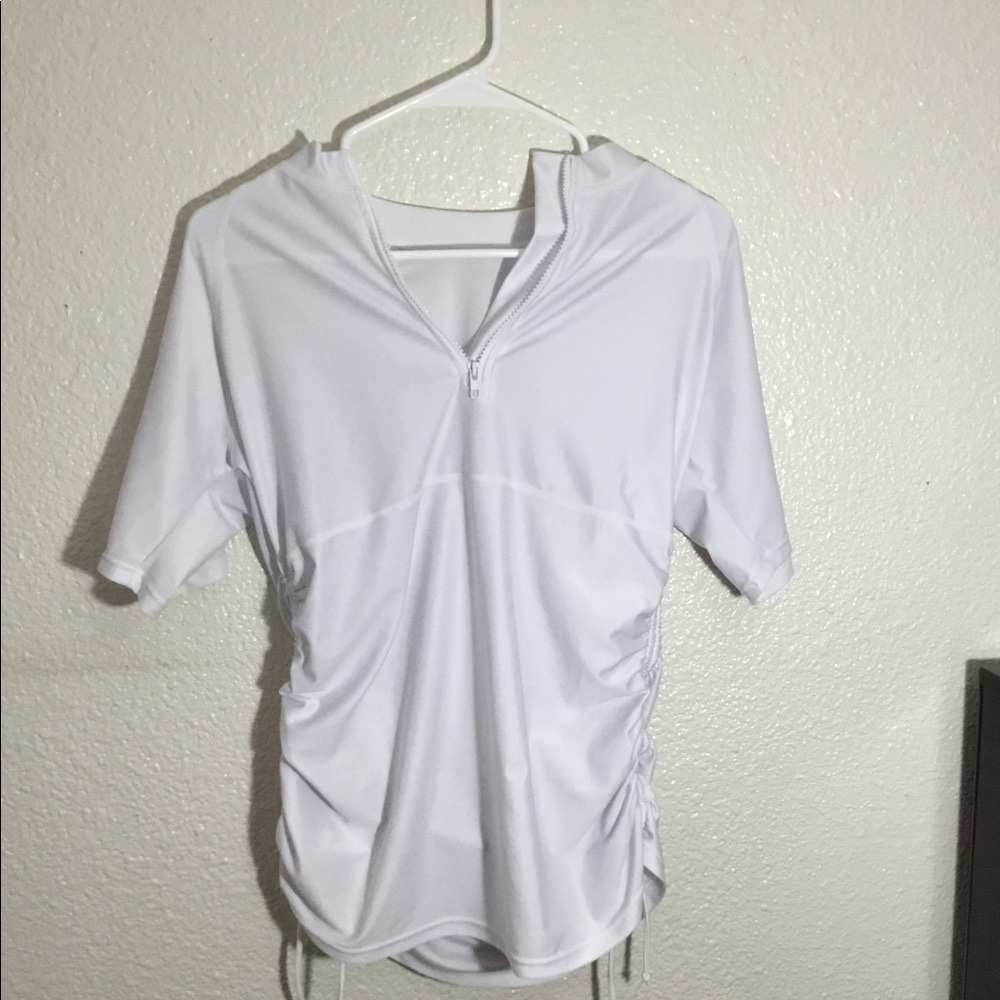 White shirt silk like texture with adjustable sides